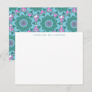 Cartão De Notas Papelaria Personalizada Flor Boho Groovy Verde
