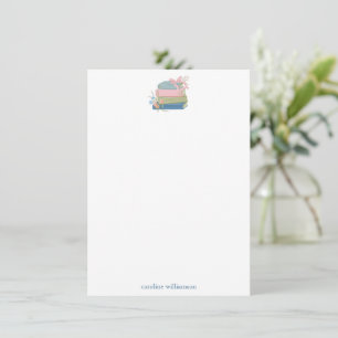 Cartão De Notas Papelaria Personalizada Floral Amantes de Livros N