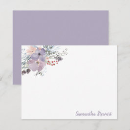 Cartão De Notas Papelaria Personalizada Floral Lilás 