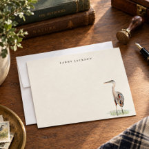 Papelaria Personalizada Garça Aquarela Vintage