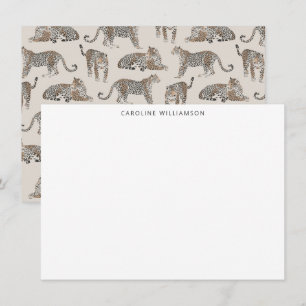 Cartão De Notas Papelaria Personalizada Ilustrada Leopardo Nome