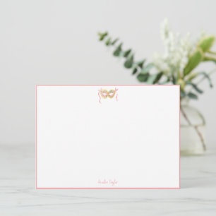 Cartão De Notas Papelaria Personalizada Máscara de Mascarada Rosa