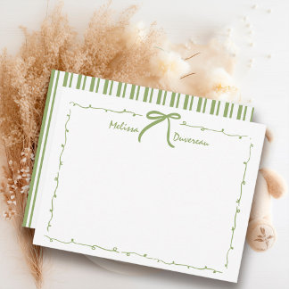 Cartão De Notas Papelaria Personalizada Sage Preppy Doodle Bow Men