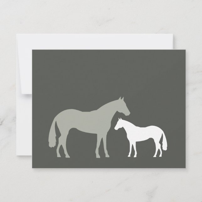 Cartão De Notas Papelaria Pessoal/Notecard cinza HORSES (Frente)