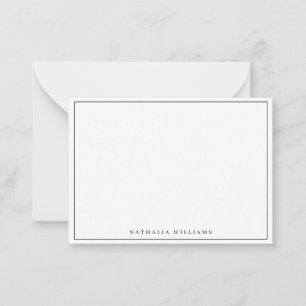 Cartão De Notas Papelaria Preta Personalizada Básica Minimalista