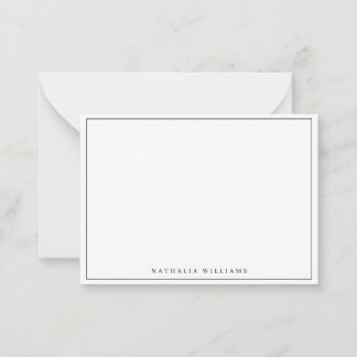 Cartão De Notas Papelaria Preta Personalizada Básica Minimalista