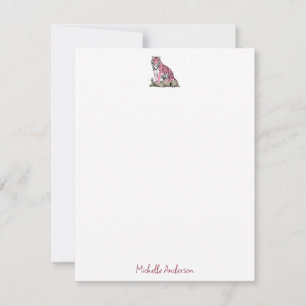 Cartão De Notas Papelaria Rosa de Tigre Personalizada da Moda