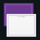 Cartão De Notas Papelaria Roxa de Borda Dupla Moderna<br><div class="desc">Este design apresenta uma fina borda dupla com espaço para um nome/texto no topo. Clique no botão personalizar se você gostaria de ajustar os elementos do design e/ou modificar ainda mais o texto! Variações deste design, cores adicionais, bem como produtos coordenados estão disponíveis em nossa loja, zazzle.com/store/doodlelulu. Entre em contato...</div>
