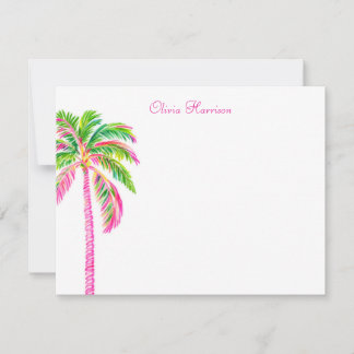 Cartão De Notas Papelaria Tropical Préppy de Palmeira em Aquarela