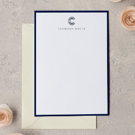 Cartão De Notas Papelaria Vertical Personalizada com Borda Azul-Ma