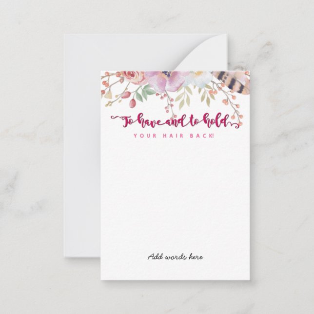 Cartão De Notas para ter e segurar o cabelo na solha (Frente)