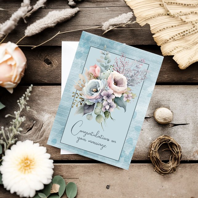 Cartão De Notas Parabéns no buquê floral do seu casamento (Criador carregado)