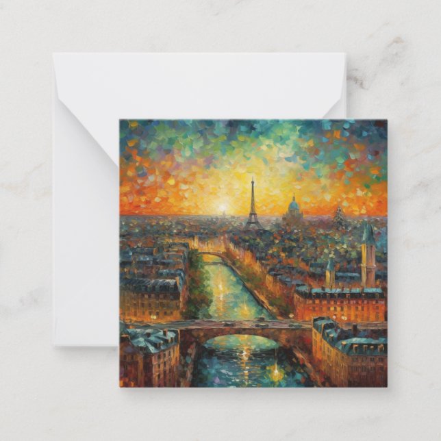 Cartão De Notas Paris à noite estilo van Gogh (Frente)