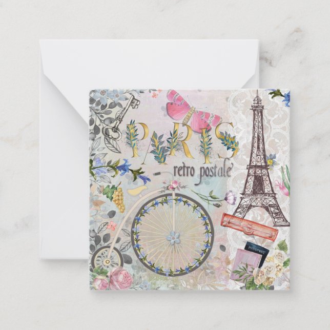 Cartão De Notas Paris Retrô Fofo (Frente)