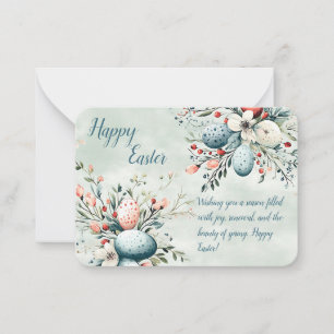 Cartão De Notas Páscoa Floral Elegante Watercolor