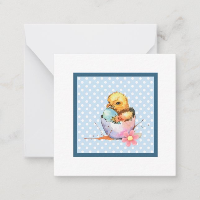 Cartão De Notas Páscoa Pintinho (estilo da placa poste) Saudação (Frente)