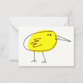 Cartão De Notas Passarinho Amarelo Divertido Doodle