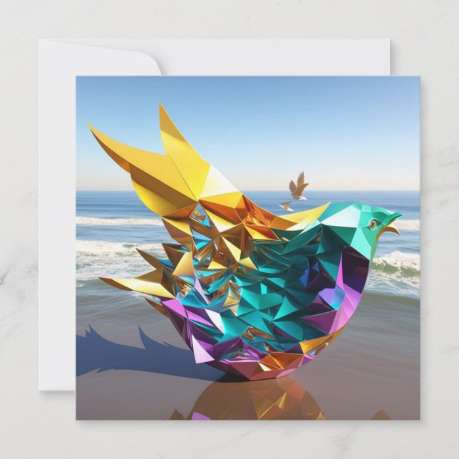 Cartão De Notas Pássaro marinho origami de dimensões 5 (Frente)