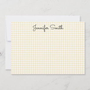 Cartão De Notas Pastel Lemon Yellow Mini Gingham