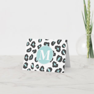 Cartão De Notas Pastel Modern Monogram Cheetah Print Note Card