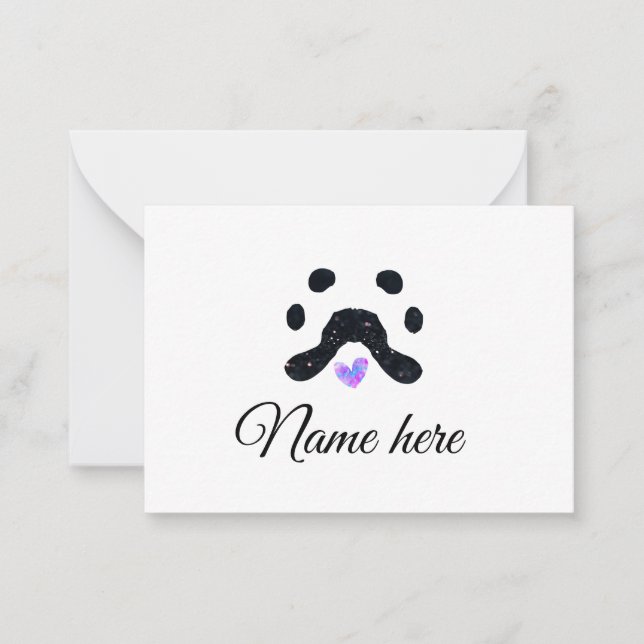 Cartão De Notas Pata de cão e animal preto acrescentar nome texto  (Frente)