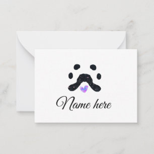 Cartão De Notas Pata de cão e animal preto acrescentar nome texto 