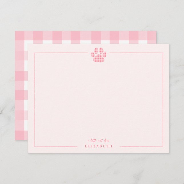 Cartão De Notas Pata Estampada em Ginga Rosa Bebê Personalizado (Frente/Verso)