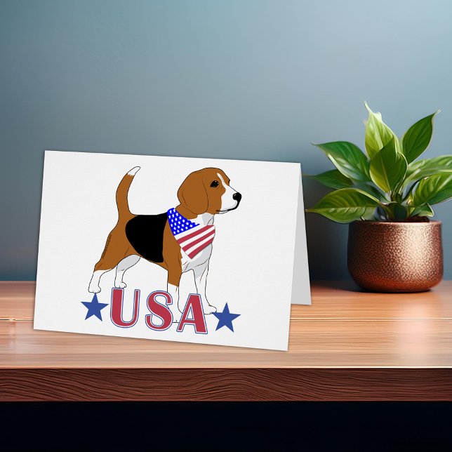 Cartão de Notas Patriótico do Cão All American Bea (USA Beagle All American Dog Patriotic Note Card)