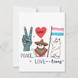 Cartão De Notas Paz e Transgênero LGBTQ Trans