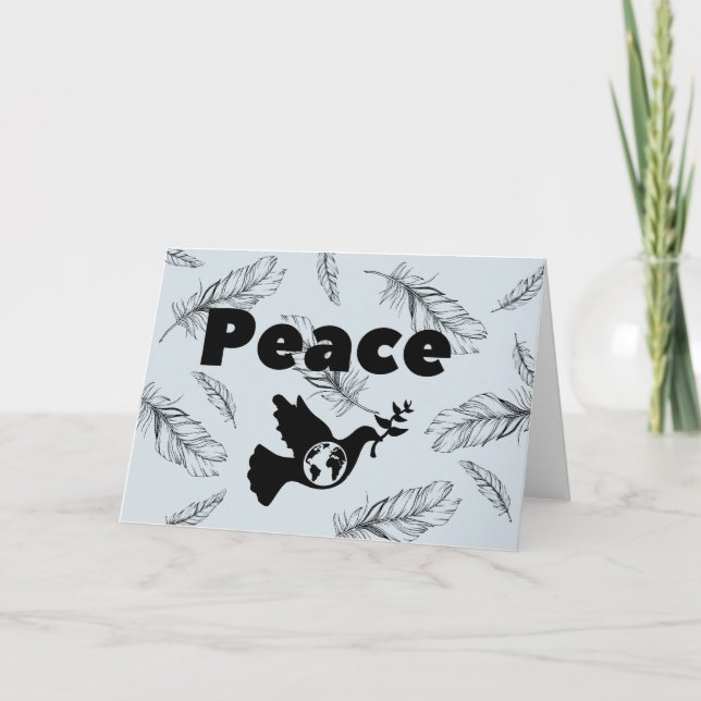 Cartão De Notas Peace on Earth Dove w/feather Holiday card 5 x 7 (Frente)