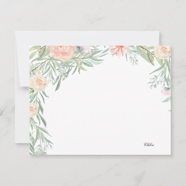 Cartão De Notas Peach Floral Canopy | Papel de Carta Personalizado (Frente)
