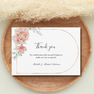 Cartão De Notas Peach Floral Clássico Formal Casamento Obrigado
