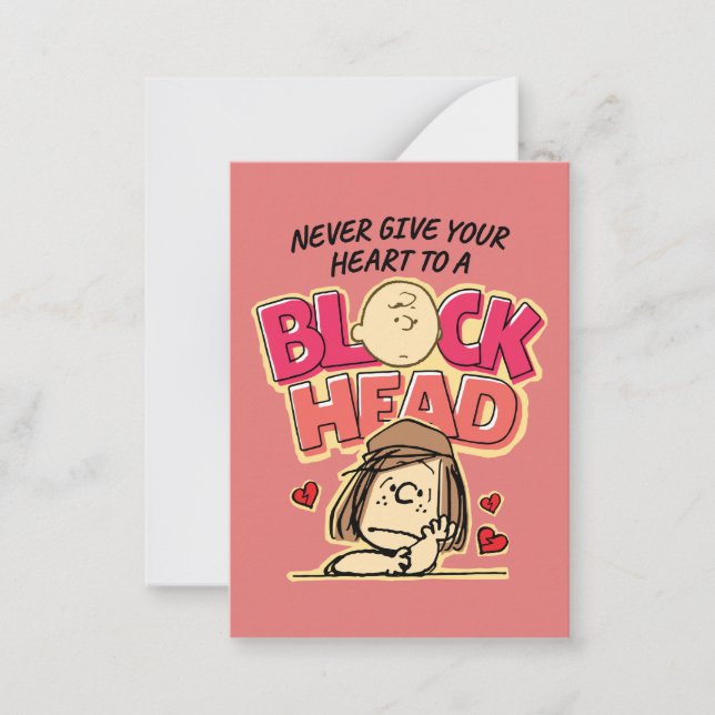 Cartão De Notas Peanuts | Never Give Your Heart To A Blockhead (Frente)