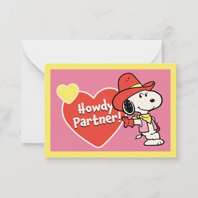 Cartão De Notas Peanuts | Snoopy Howdy Valentine (Frente)