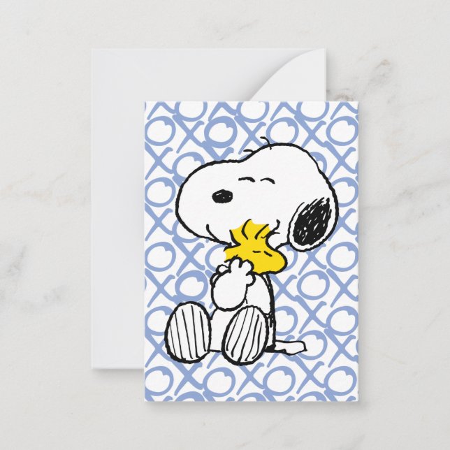 Cartão De Notas Peanuts | Snoopy & Woodstock XOXO Hugs (Frente)