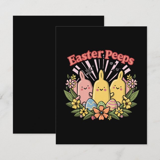 Cartão De Notas Peeps de Páscoa (Frente/Verso)