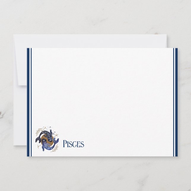Cartão De Notas Peixes Flat Note Card-Zodiac (Frente)