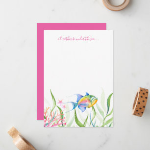 Cartão De Notas Peixes Tropicais Coloridos Aquarela