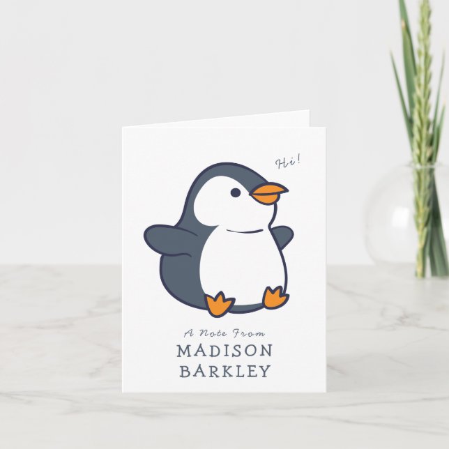 Cartão De Notas Penguin Children's Adorable Stationary Cards (Frente)