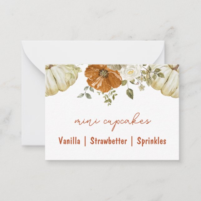 Cartão De Notas Pequena placa de buffet de Chá de fraldas de abóbo (Frente)