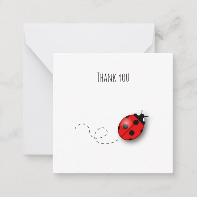 Cartão De Notas Pequeno Ladybug Mini Obrigado Nota (Frente)