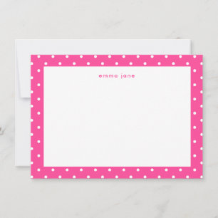 Cartão De Notas Pequenos Pontos Rosa Quente Personalizados