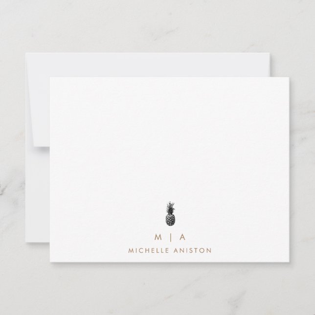 Cartão De Notas Personalizado Clássico do Monograma Moderno do Pin (Frente)