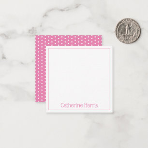 Cartão De Notas Personalizado com Pontos Pink e Branco