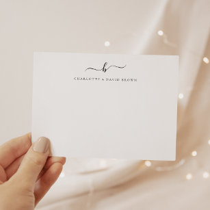 Cartão De Notas Personalizado de Papel de Carta de Casal Monograma