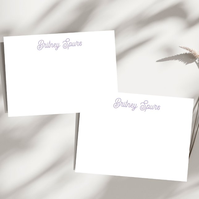 Cartão De Notas Personalizado Monograma Nome Lavanda Roxo Chic (Criador carregado)