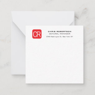 Cartão De Notas Personalizado Vermelho Branco Profissional Simples