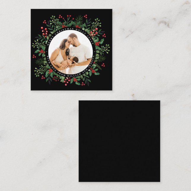 Cartão De Notas Personalizar Fotografia Folhagem Botânica Natal (Frente/Verso)