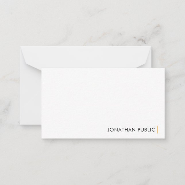 Cartão De Notas Personalize o Elegante Design simples moderno (Frente)