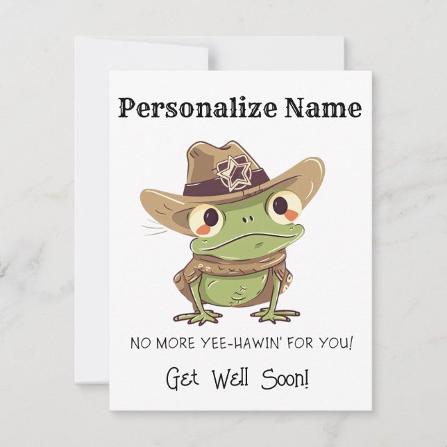 Cartão De Notas Personalize Seja Bem Sapo De Cowboy Ocidental Yee  (Frente)